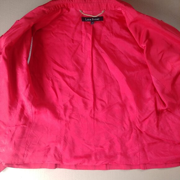 Lida Baday red silk blend lightweight jacket gold buttons 12 - Picture 4 of 16